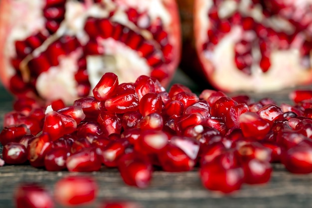 Ripe red pomegranate whose grains are used for nutrition