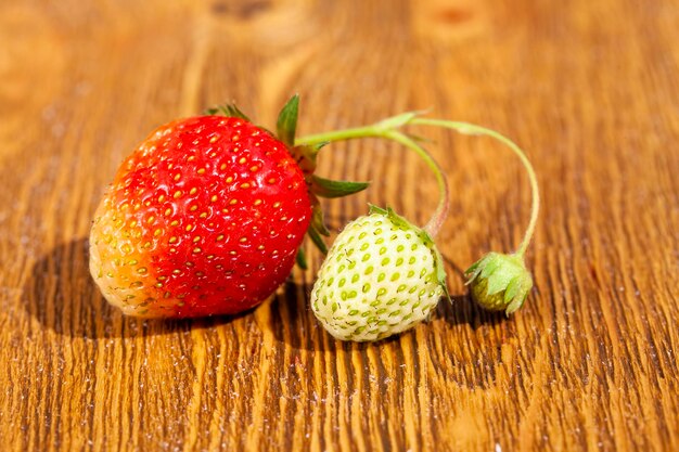 Ripe red strawberries are used for making desserts