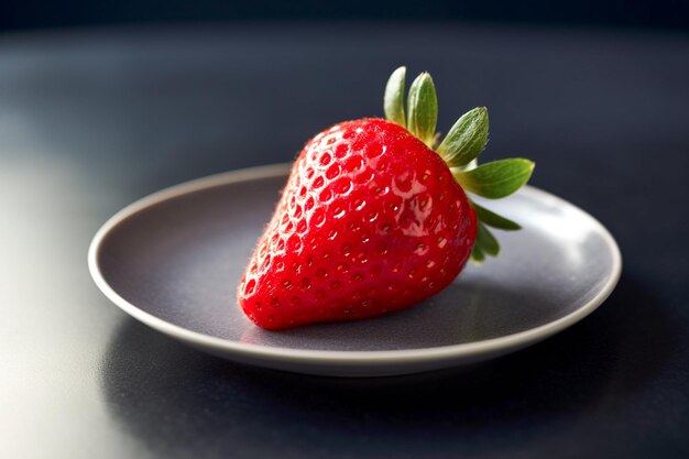 Ripe red strawberries in a plate closeup on the table AI generated