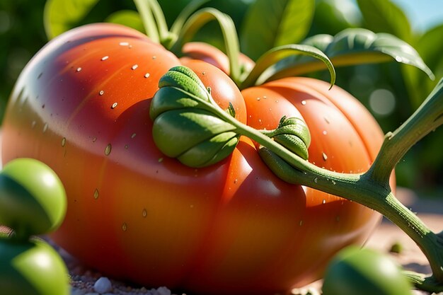 Photo ripe red tomatoes are people love to eat delicious vegetable fruit organic green safe farm product