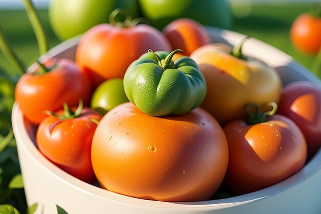 Ripe red tomatoes are people love to eat delicious vegetable fruit organic green safe farm product