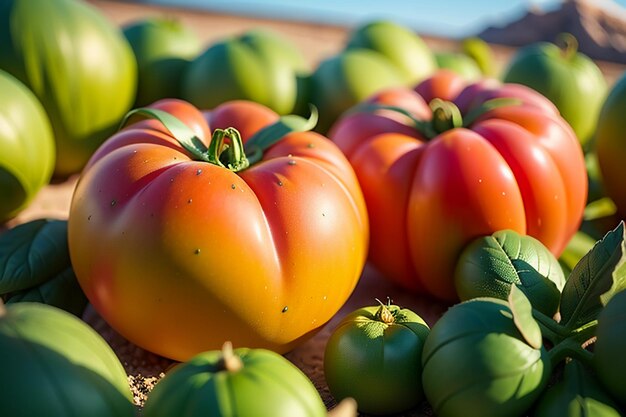 Ripe red tomatoes are people love to eat delicious vegetable fruit organic green safe farm product