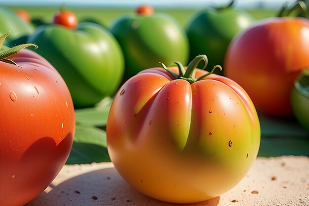 Ripe red tomatoes are people love to eat delicious vegetable fruit organic green safe farm product