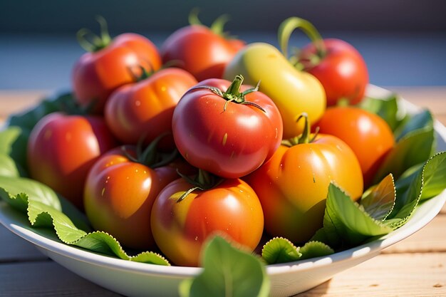 Ripe red tomatoes are people love to eat delicious vegetable fruit organic green safe farm product