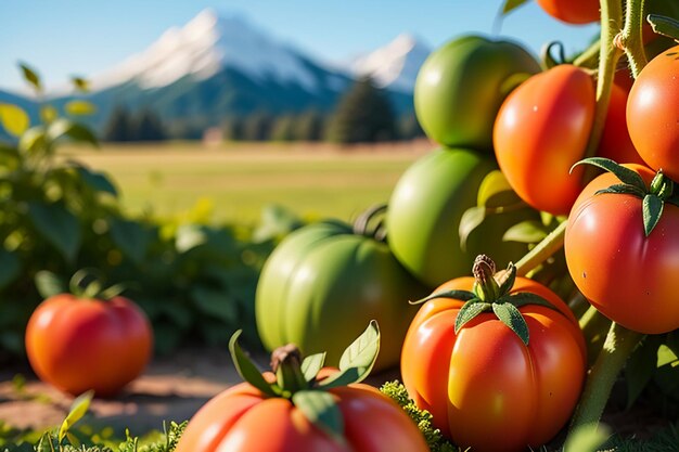 Ripe red tomatoes are people love to eat delicious vegetable fruit organic green safe farm product