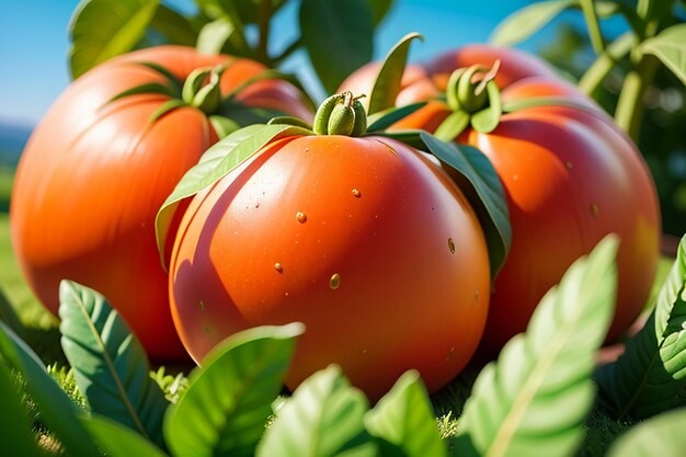 Ripe red tomatoes are people love to eat delicious vegetable fruit organic green safe farm product
