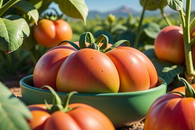 Ripe red tomatoes are people love to eat delicious vegetable fruit organic green safe farm product