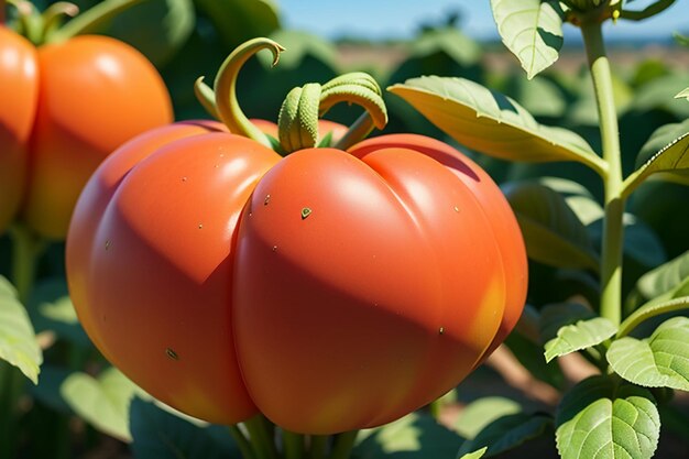 Photo ripe red tomatoes are people love to eat delicious vegetable fruit organic green safe farm product