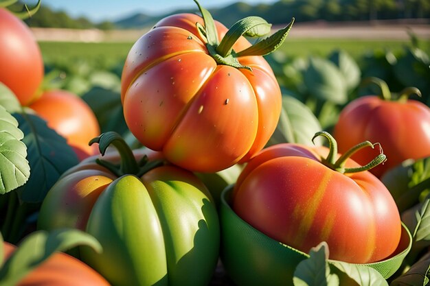 Ripe red tomatoes are people love to eat delicious vegetable fruit organic green safe farm product