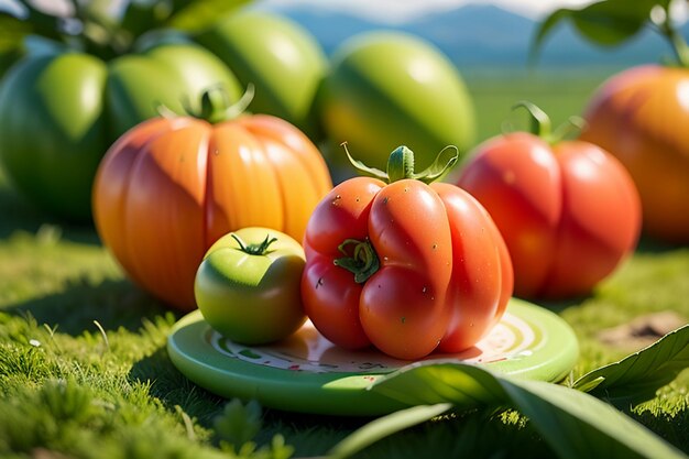 Ripe red tomatoes are people love to eat delicious vegetable fruit organic green safe farm product