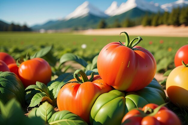 Ripe red tomatoes are people love to eat delicious vegetable fruit organic green safe farm product