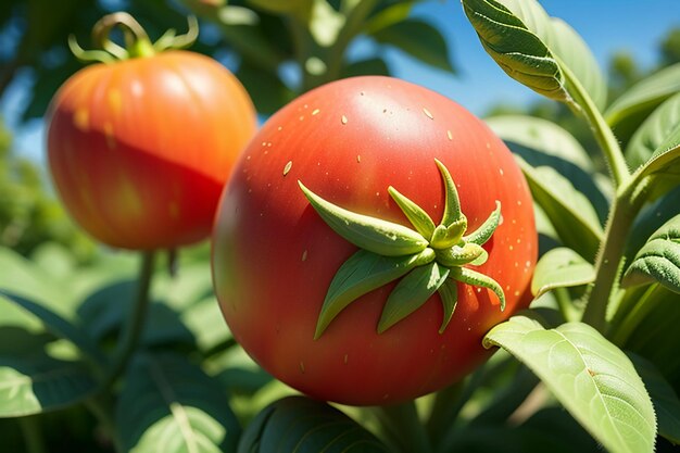 Ripe red tomatoes are people love to eat delicious vegetable fruit organic green safe farm product