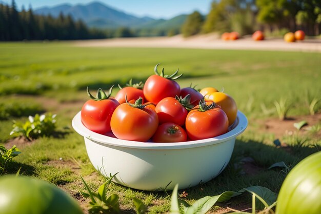 Ripe red tomatoes are people love to eat delicious vegetable fruit organic green safe farm product