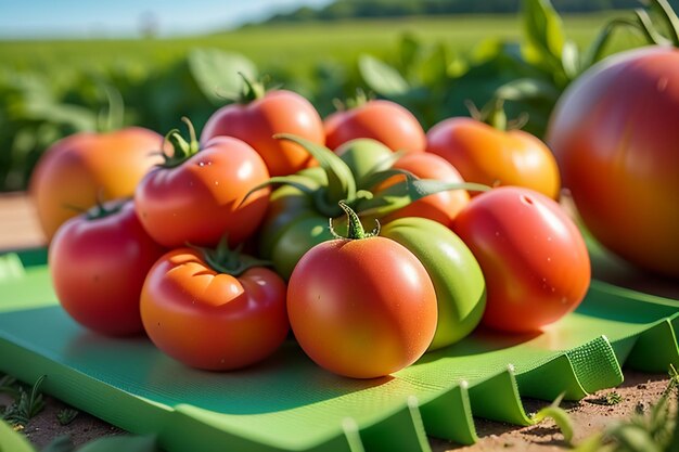 Ripe red tomatoes are people love to eat delicious vegetable fruit organic green safe farm product