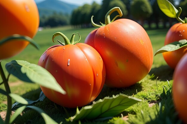 Ripe red tomatoes are people love to eat delicious vegetable fruit organic green safe farm product