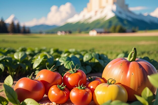 熟した赤いトマトは人々が食べるのが大好きなおいしい野菜、果物、有機、緑、安全な農産物です