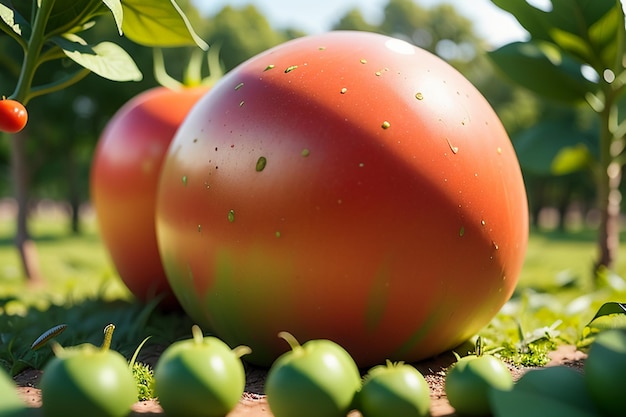 Зрелые красные помидоры - это вкусные овощи, фрукты, органические, зеленые, безопасные сельскохозяйственные продукты.