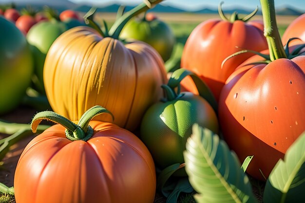 Ripe red tomatoes are people love to eat delicious vegetable fruit organic green safe farm product