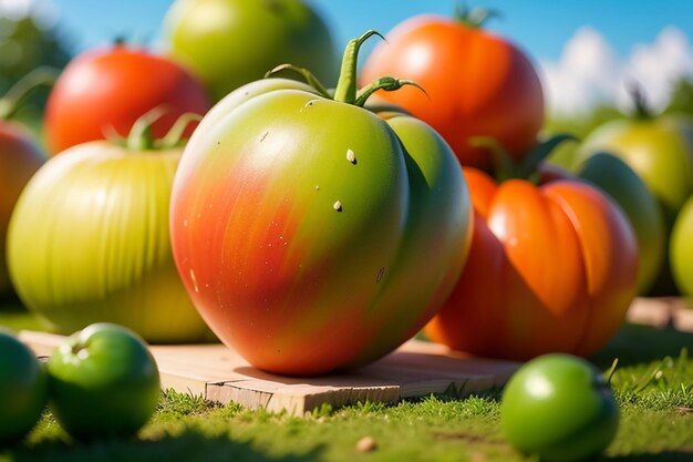 Ripe red tomatoes are people love to eat delicious vegetable fruit organic green safe farm product