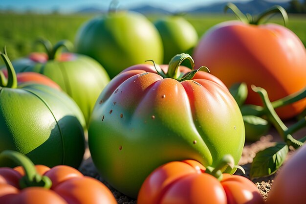 Ripe red tomatoes are people love to eat delicious vegetable fruit organic green safe farm product