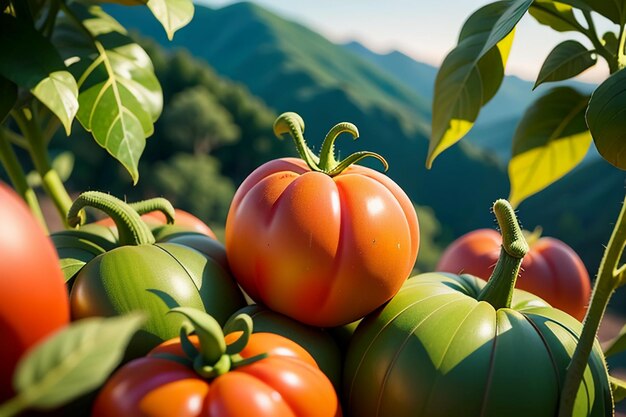 Ripe red tomatoes are people love to eat delicious vegetable fruit organic green safe farm product