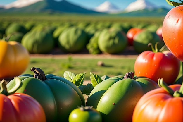 Photo ripe red tomatoes are people love to eat delicious vegetable fruit organic green safe farm product