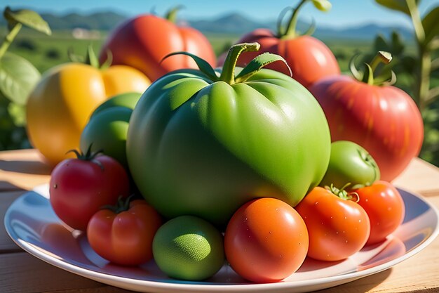 Ripe red tomatoes are people love to eat delicious vegetable fruit organic green safe farm product