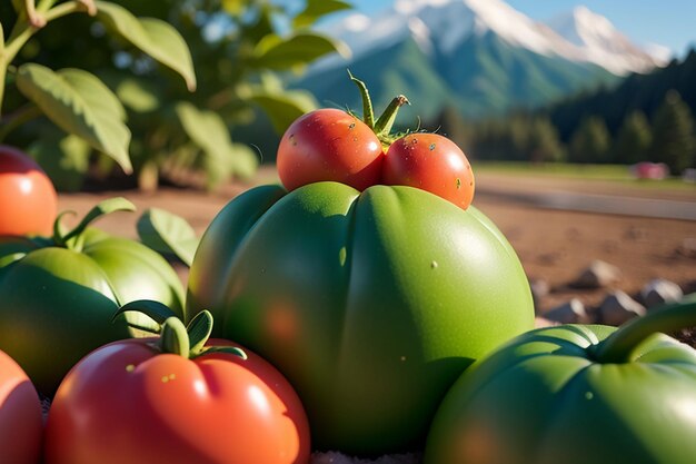 Ripe red tomatoes are people love to eat delicious vegetable fruit organic green safe farm product