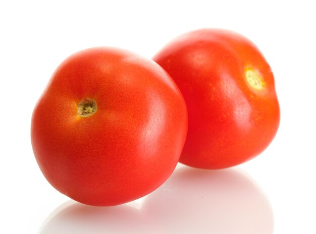 Ripe red tomatoes isolated on white