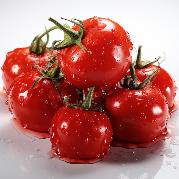 Ripe red tomatoes with water drops