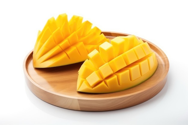 Ripe slice mango on white background