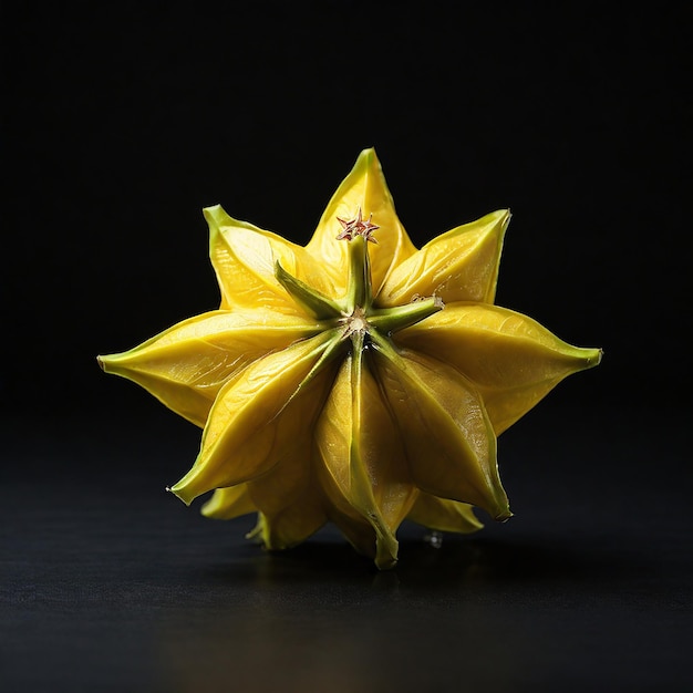 Ripe Starfruit on Black Background