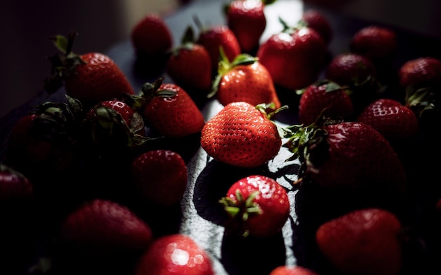 Ripe strawberries closeup