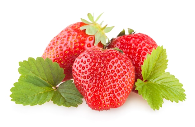 Ripe strawberries isolated on white background