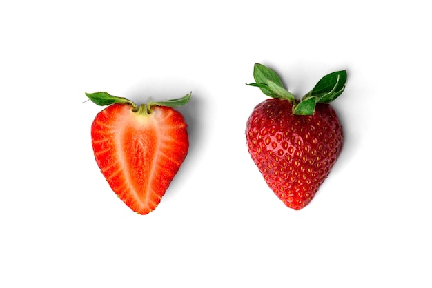 Ripe strawberry isolated on white background.