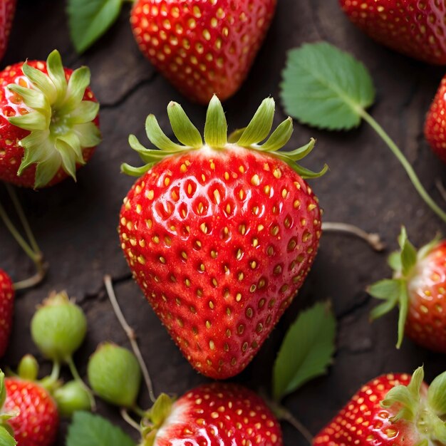 Ripe Strawberry Panorama Top View