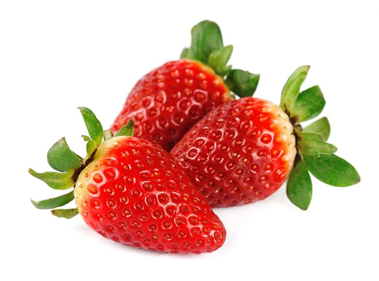 Ripe strawberry on white background