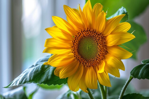 Ripe sunflower on a white