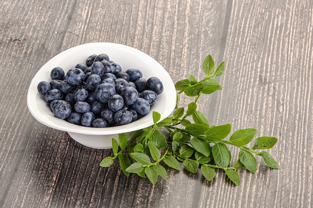 Ripe sweet blueberry in the bowl