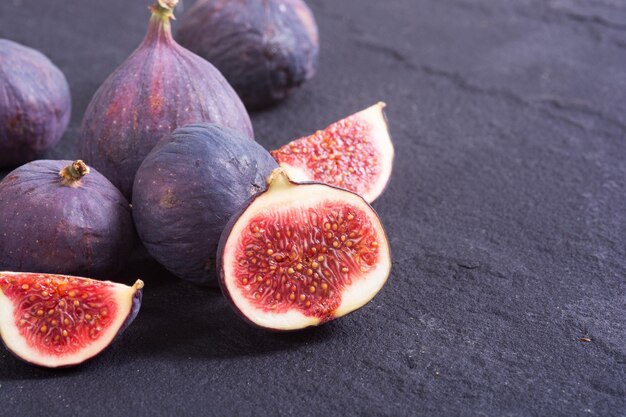 Ripe sweet figs Healthy mediterranean fig fruit space for text