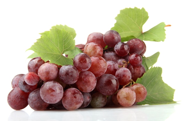 Ripe sweet grapes isolated on white