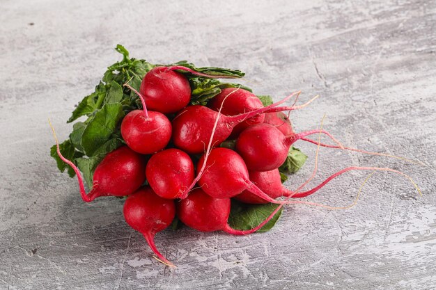 Ripe sweet juicy radish heap vegetable