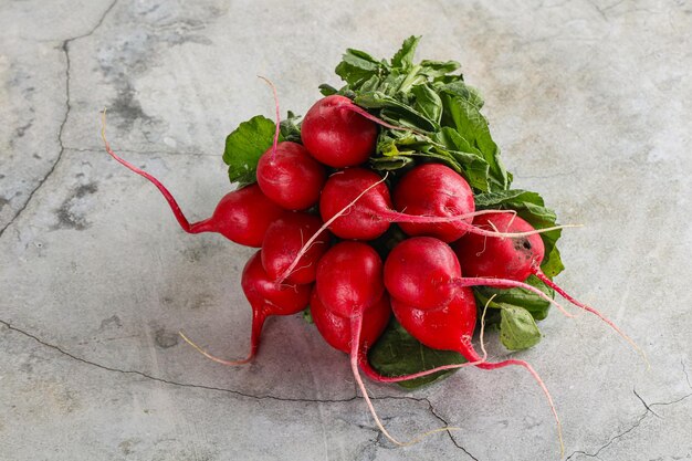 Ripe sweet juicy radish heap vegetable