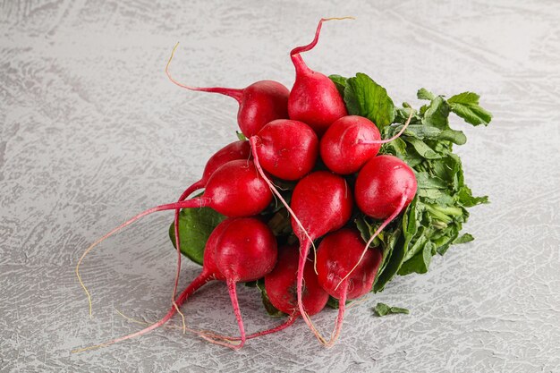 Ripe sweet juicy radish heap vegetable