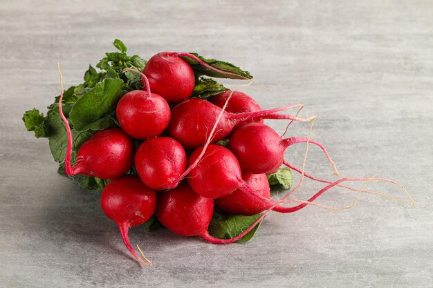 Ripe sweet juicy radish heap