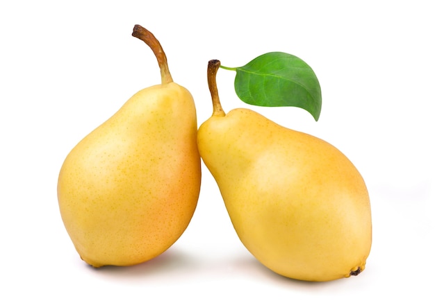 Ripe sweet pears isolated on white background