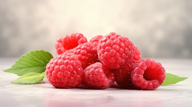 Ripe sweet raspberries on a light background vibrant and luscious