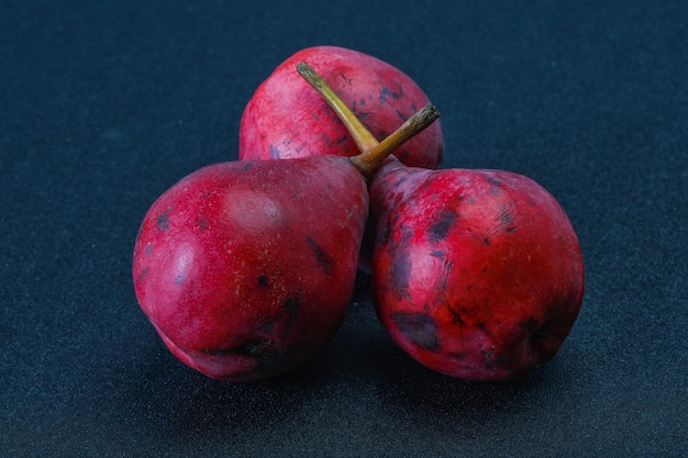 Ripe sweet red pear heap