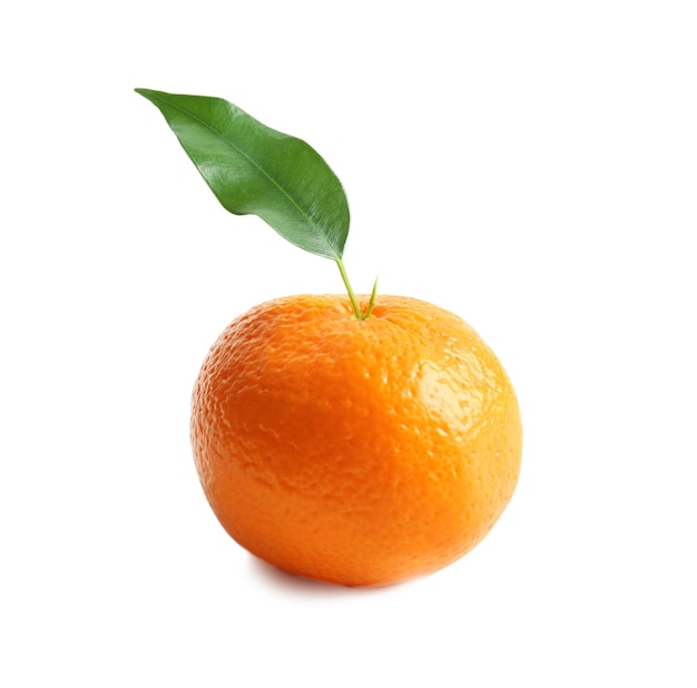 Ripe tangerine on white background