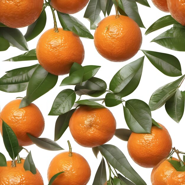 Ripe tangerine with leaves isolated on white background in 3d illustration